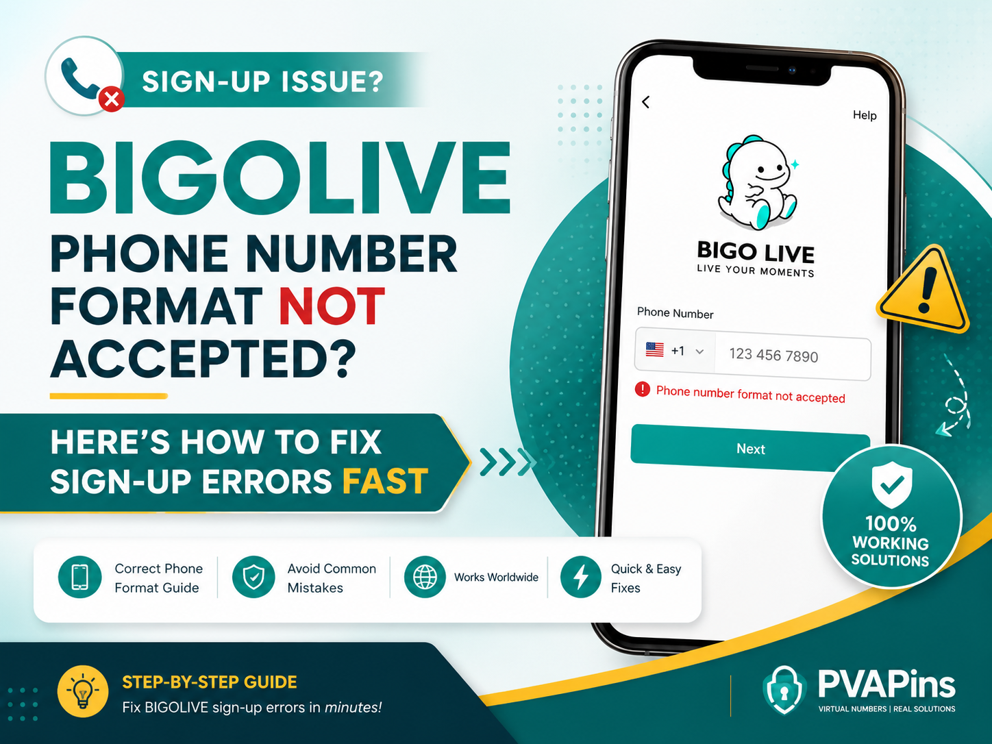 BIGOLIVE Phone Number Format Not Accepted