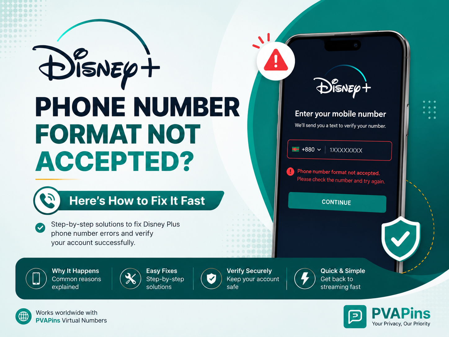 Disney Plus Phone Number Format Not Accepted