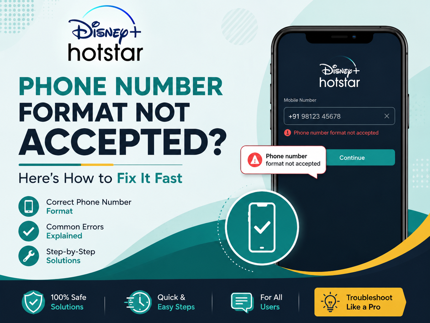 Disney+ Hotstar Phone Number Format Not Accepted