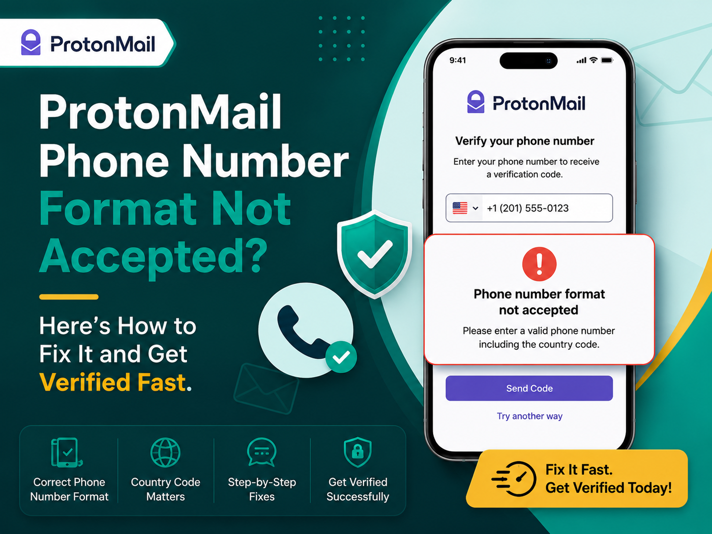 ProtonMail Phone Number Not Accepted