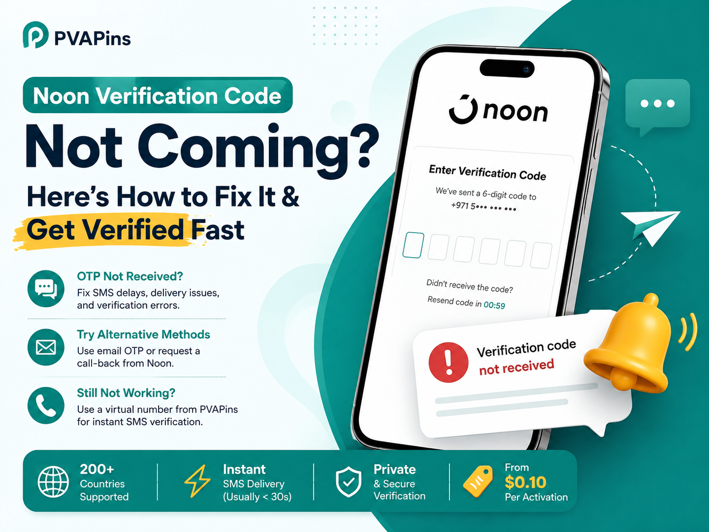 Noon verification code not coming