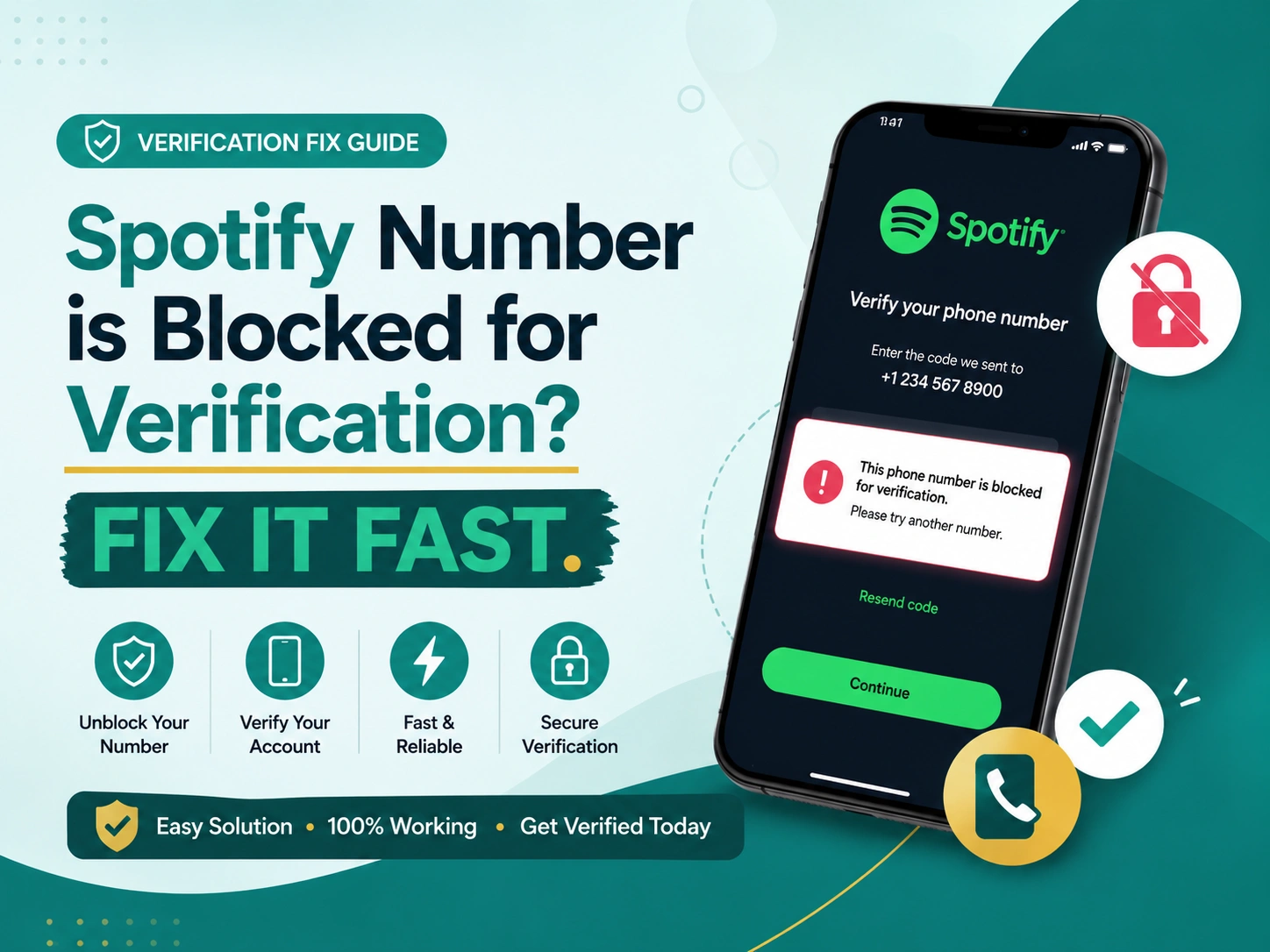 Spotify number is blocked for verification