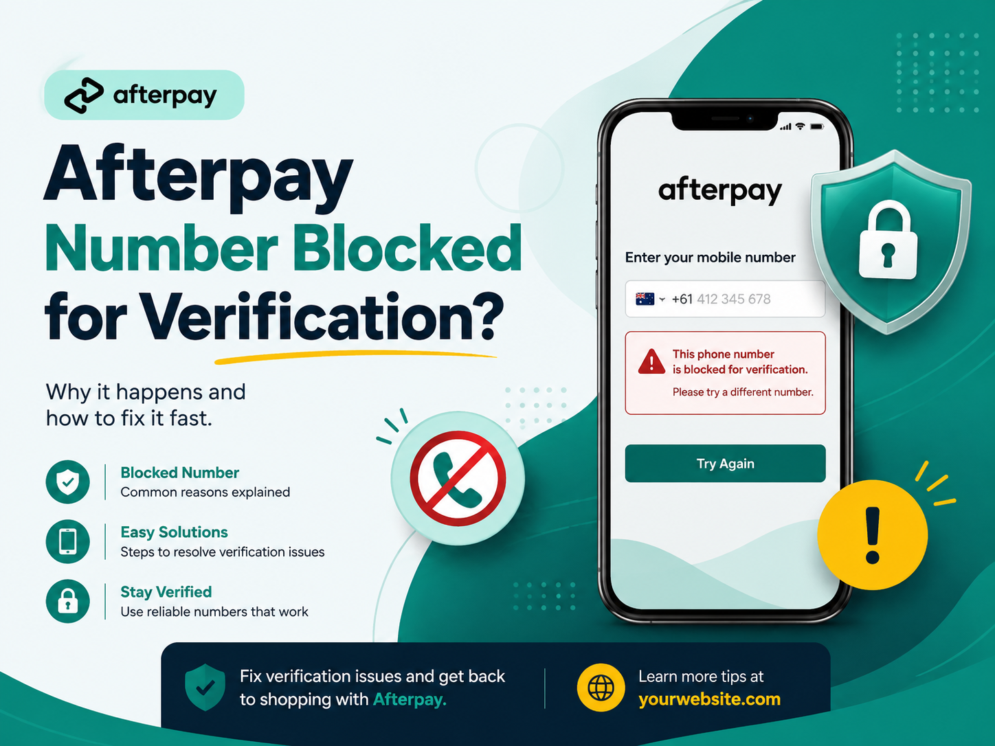 Afterpay number is blocked for verification