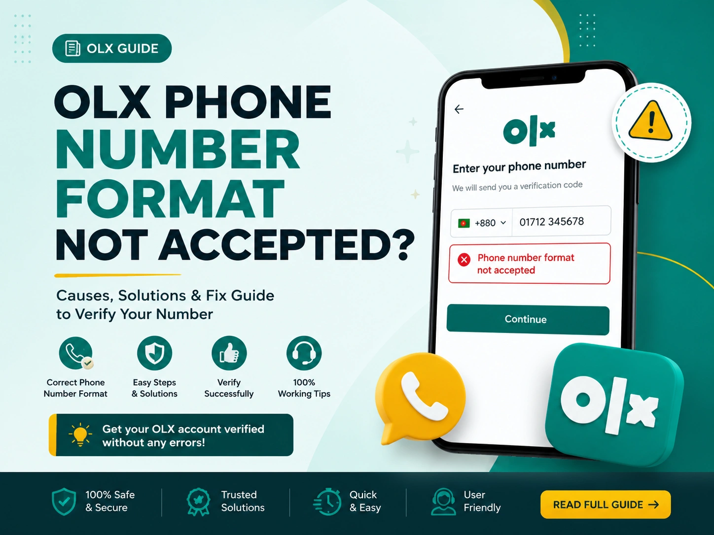 OLX phone number format not accepted