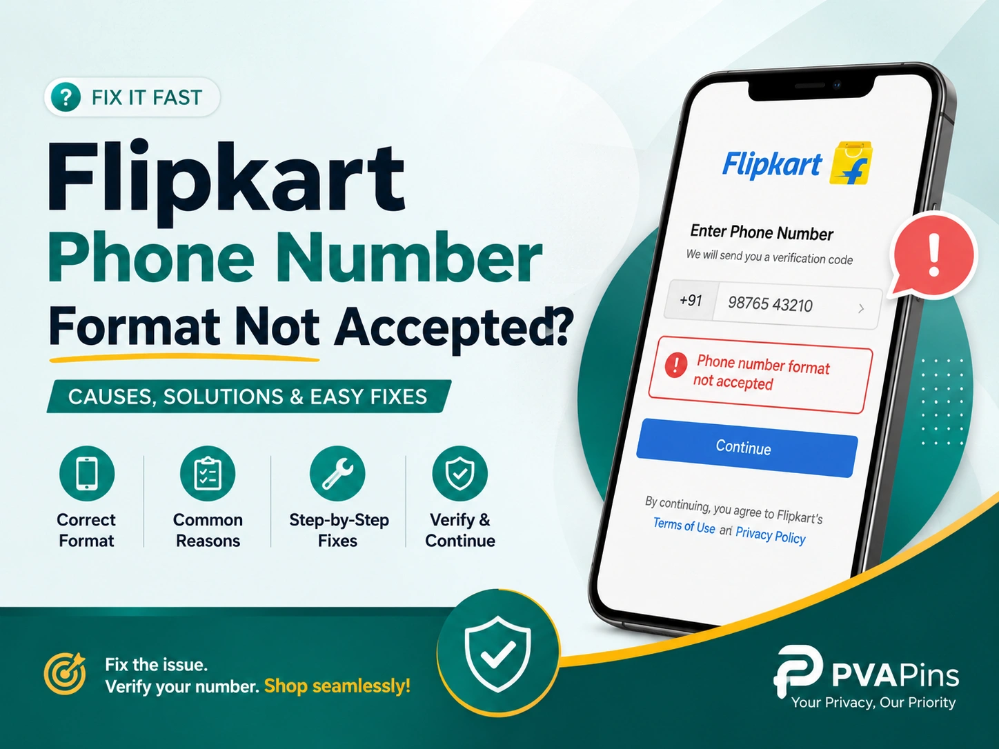 Flipkart phone number format not accepted