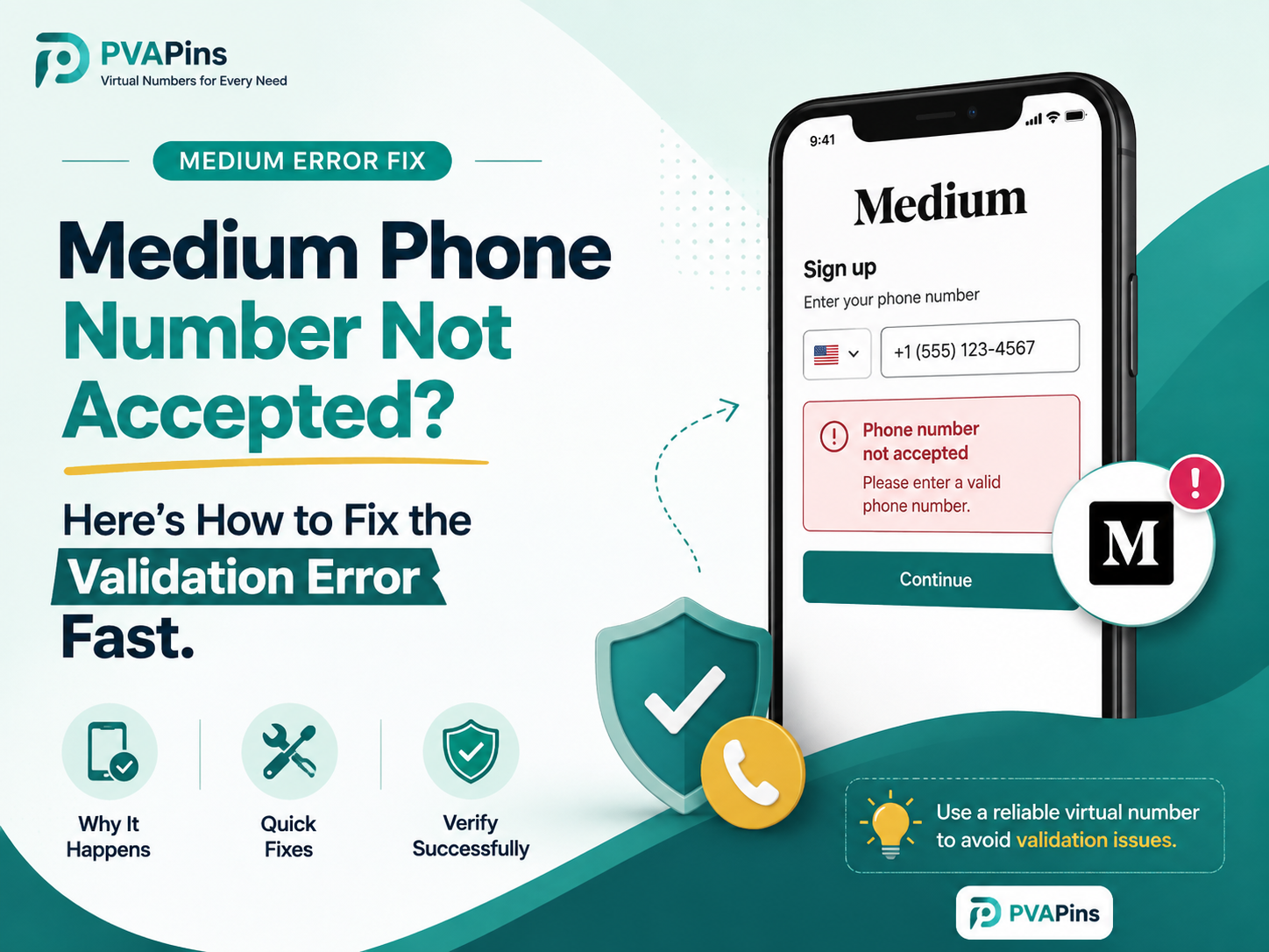 Medium phone number format not accepted