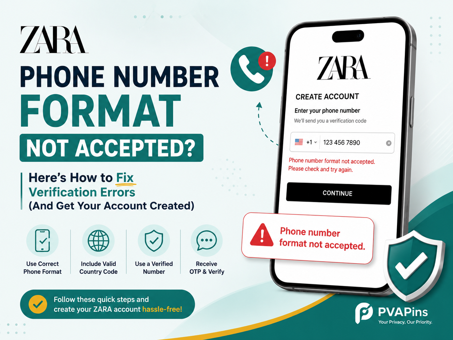Zara Phone Number Format Not Accepted