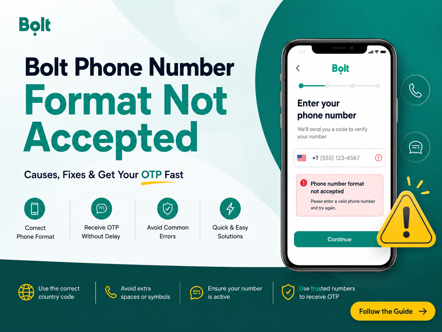 Bolt Phone Number Format Not Accepted