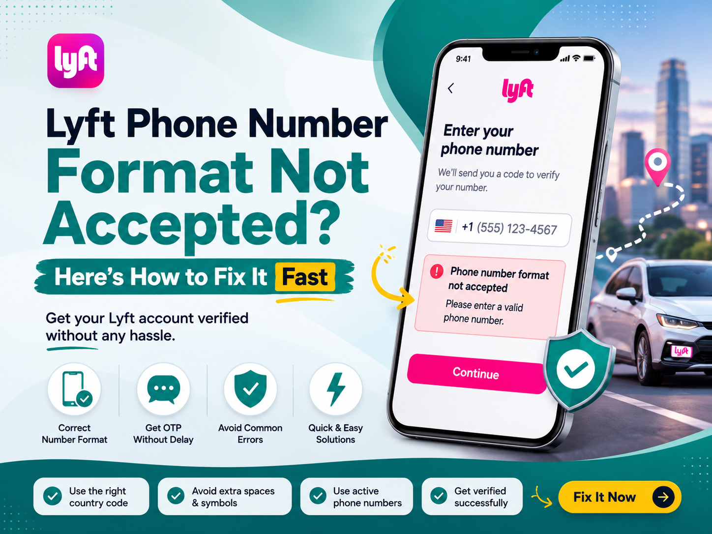 Lyft Phone Number Format Not Accepted