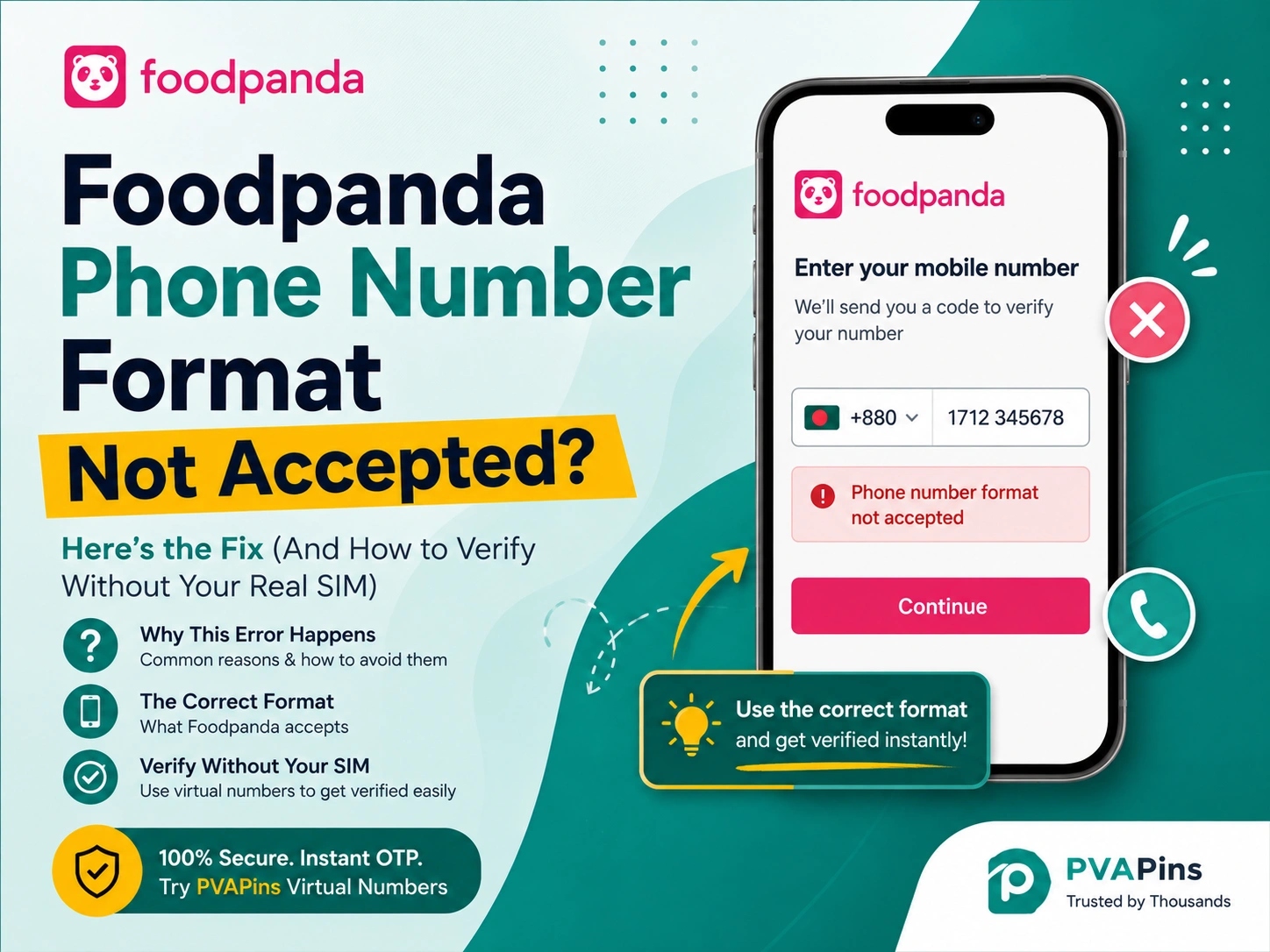 Foodpanda phone number format not accepted