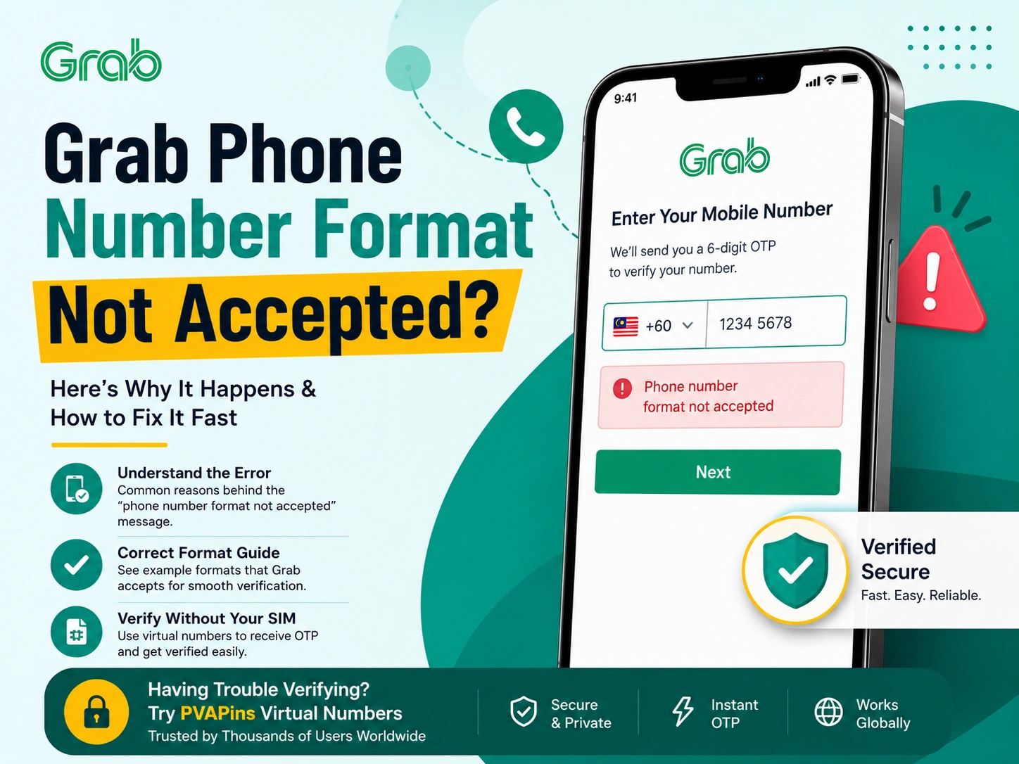 Grab phone number format not accepted
