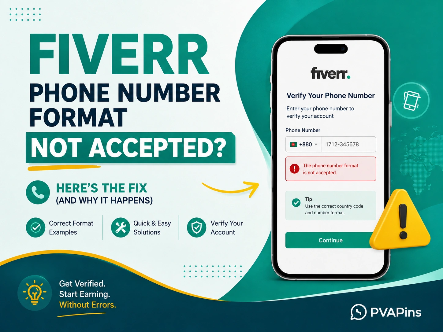 Fiverr phone number format not accepted