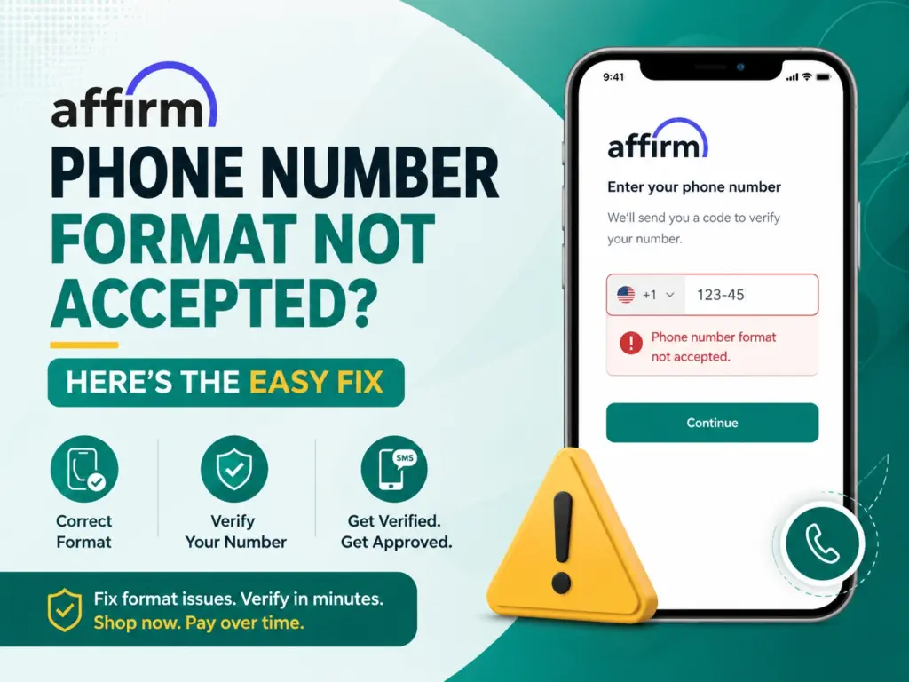 Affirm phone number format not accepted