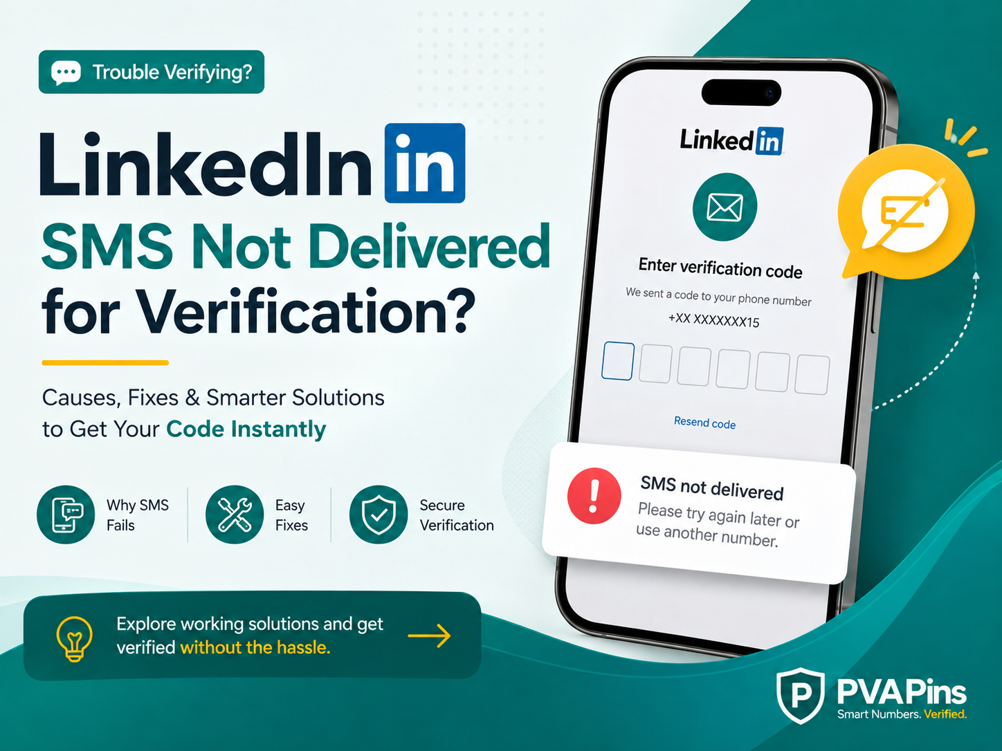 LinkedIn SMS not delivered for verification