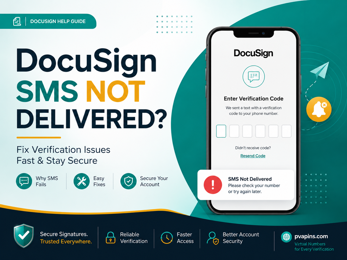 DocuSign SMS not delivered for verification