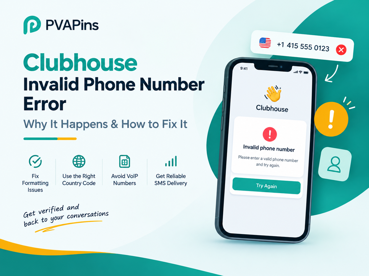 Clubhouse Invalid Phone Number Error