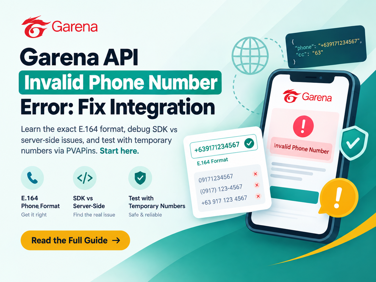 Garena Invalid Phone Number Error