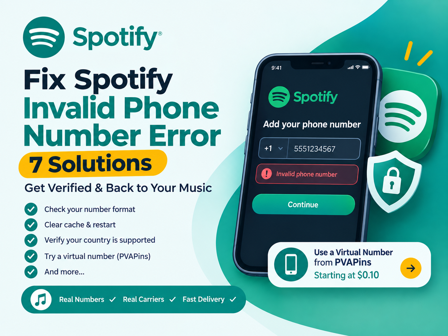Spotify Invalid Phone Number Error
