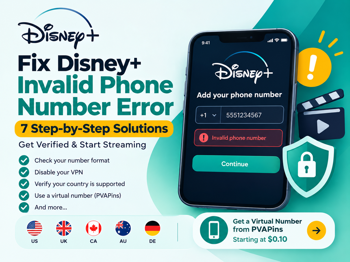 Disney+ Invalid Phone Number Error