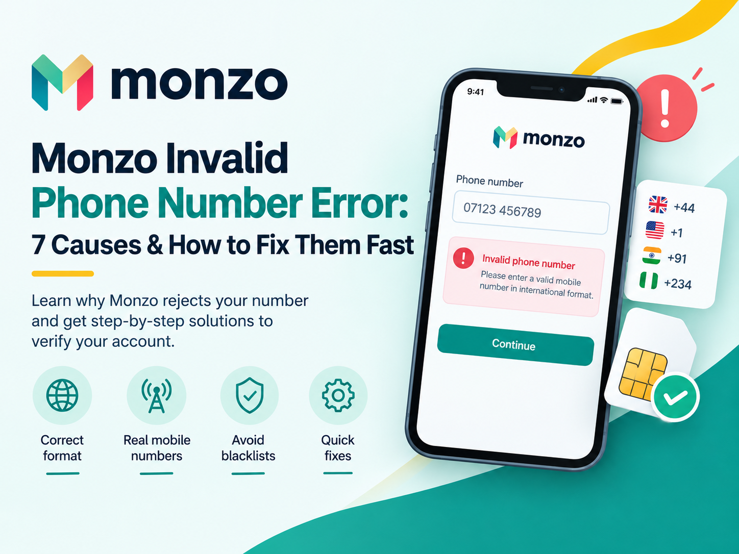 Monzo Invalid Phone Number Error