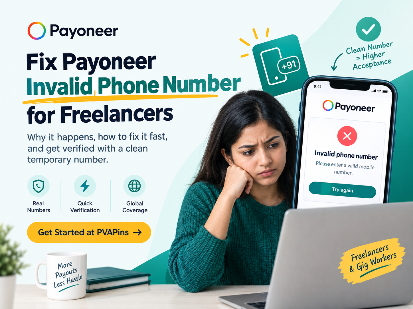 Payoneer Invalid Phone Number Error