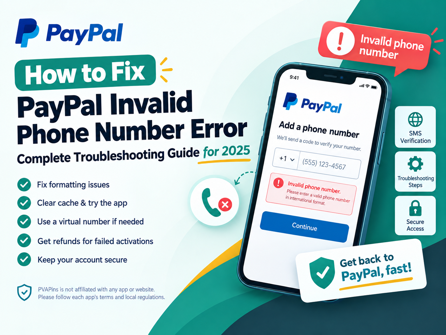 PayPal Invalid Phone Number Error