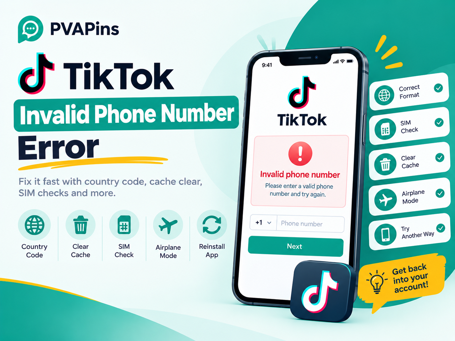 TikTok Invalid Phone Number Error