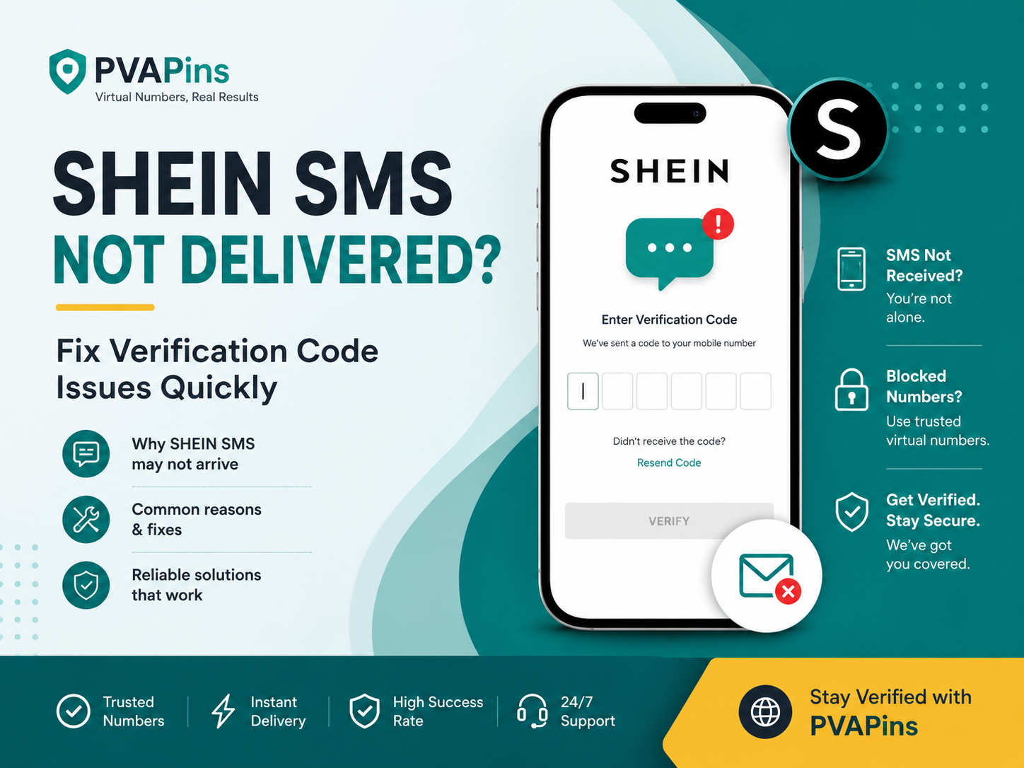 Shein SMS not delivered for verification
