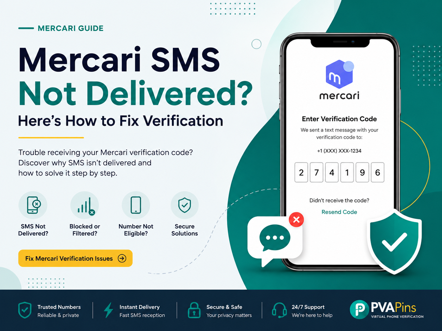 Mercari SMS not delivered for verification