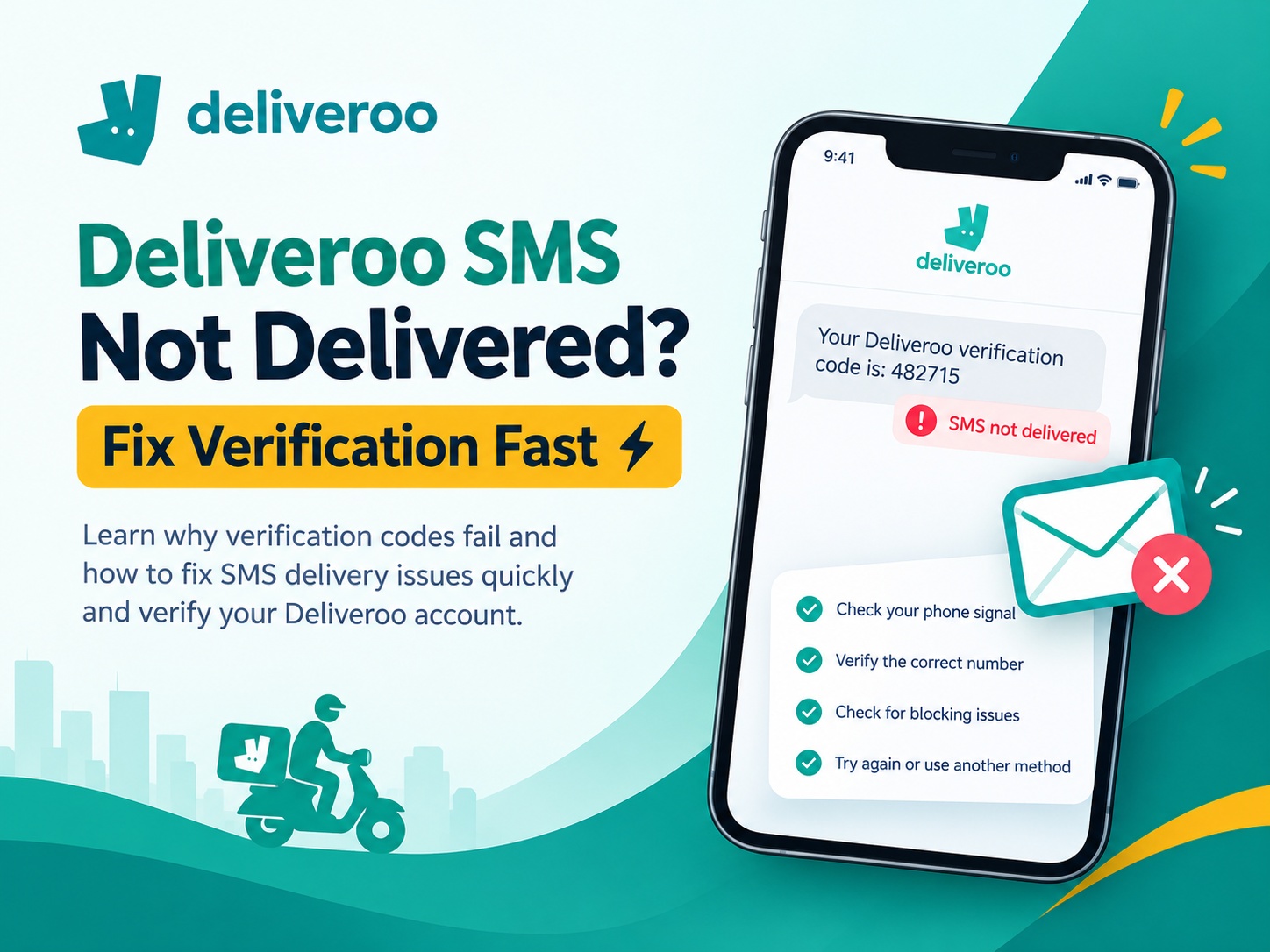 Deliveroo SMS not delivered for verification